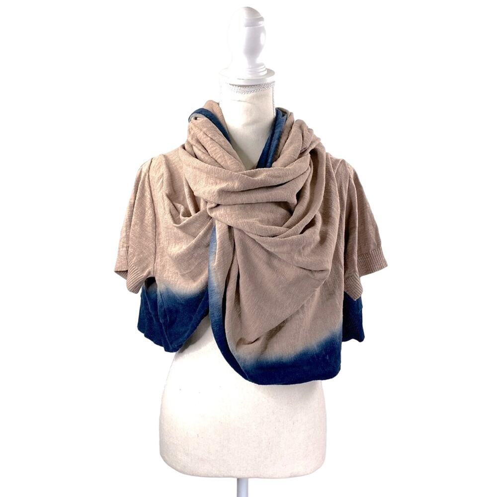 Anthropologie Moth Drape Knit Shrug Ombré Accent Hem Sweater Convertible